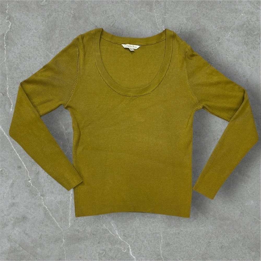 Ophelia & Co. Fitted Green ribbed top